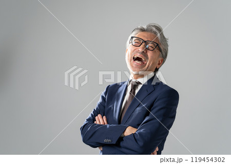 ビジネスマン グレイヘア 爆笑 ビジネスマン グレイヘア 爆笑 119454302
