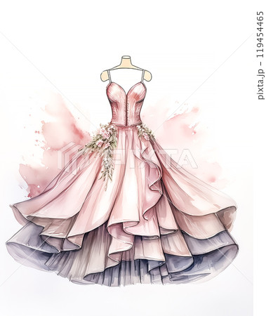 Dress design image material: Pink - Stock Illustration [119454465] - PIXTA