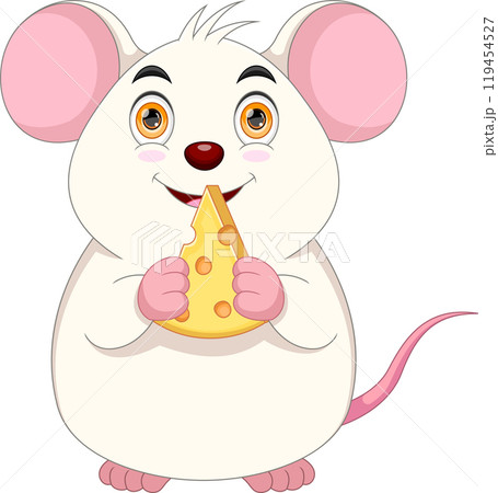 cartoon cute mouse holding cheese cartoon cute mouse holding cheese 119454527