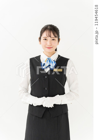 ビジネス　女性　制服　白手袋 119454618