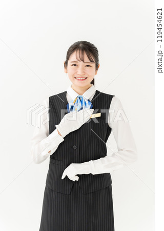 ビジネス 女性 制服 白手袋 ビジネス 女性 制服 白手袋 119454621