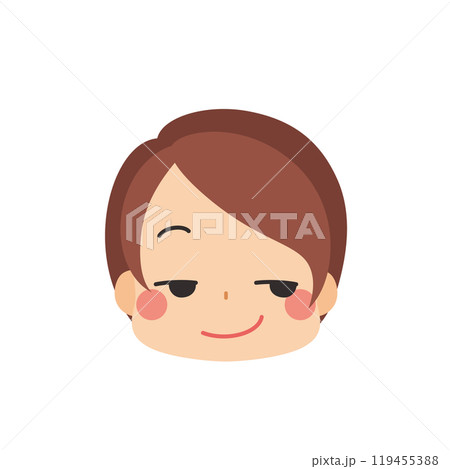 ニヤリと笑う可愛い小さな女の子の絵文字イラスト アイコン 顔 表情 白背景 ベクター ニヤリと笑う可愛い小さな女の子の絵文字イラスト アイコン 顔 表情 白背景 ベクター 119455388