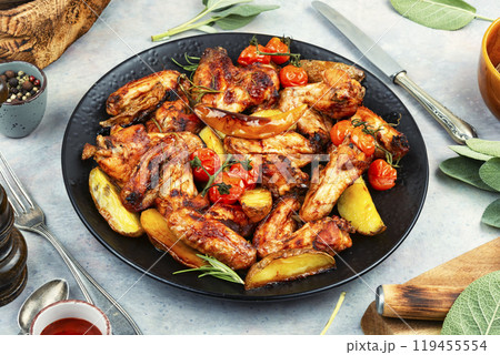 Grilled chicken wings. Grilled chicken wings. 119455554
