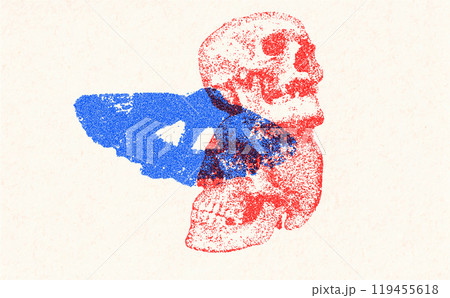 Risograph halloween vector illustration. Trendy stippling photocopy effect Risograph halloween vector illustration. Trendy stippling photocopy effect 119455618