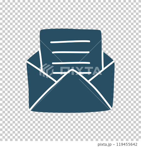 Doodle Open envelope with letter icon or logo, hand drawn with thin black line 119455642