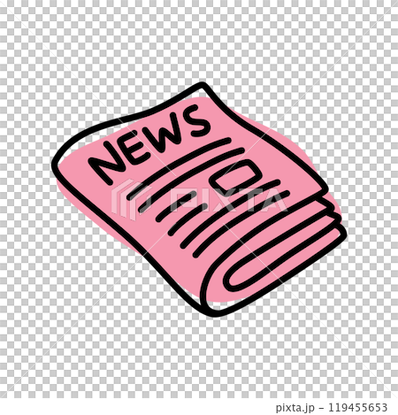 Doodle newspaper icon or logo, hand drawn with thin black line 119455653