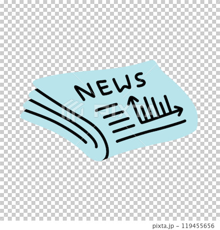 Doodle newspaper icon or logo, hand drawn with thin black line 119455656