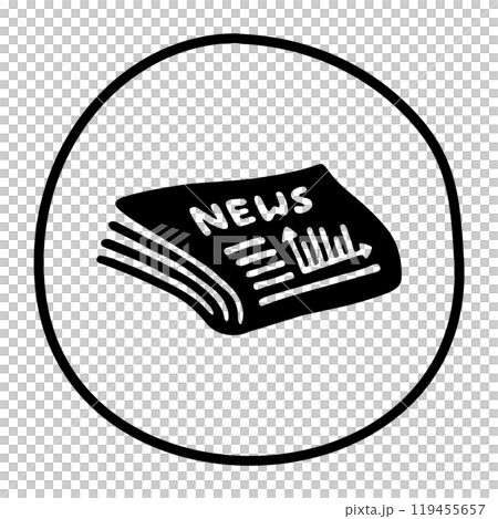 Doodle newspaper icon or logo, hand drawn with ink pen Doodle newspaper icon or logo, hand drawn with ink pen 119455657