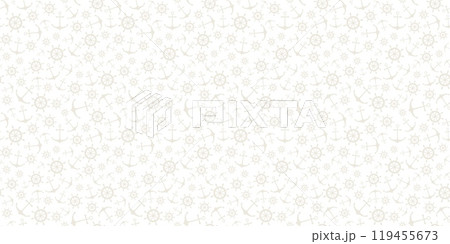 Nautical seamless pattern with ship wheels and anchors 119455673