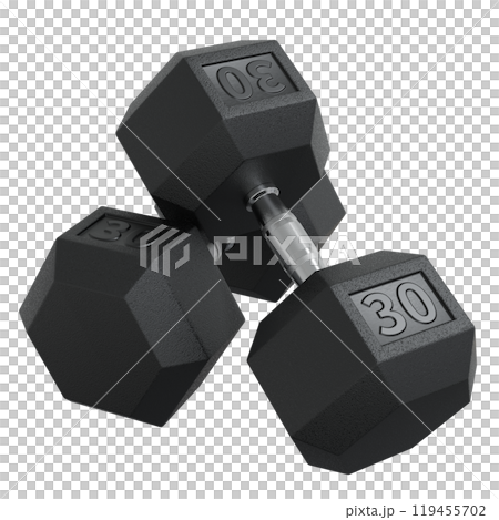 Two Hex Dumbbells with number 30, weightlifting gym equipment Two Hex Dumbbells with number 30, weightlifting gym equipment 119455702
