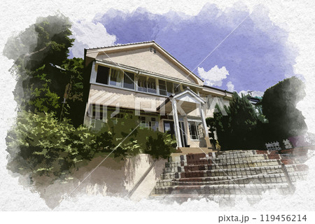 水彩画風 神戸 北野異人館街 兵庫県神戸市 水彩画風 神戸 北野異人館街 兵庫県神戸市 119456214