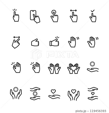 手、ハンドサインのアイコンセット 119456393