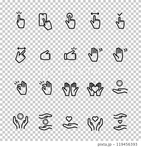 手、ハンドサインのアイコンセット 119456393