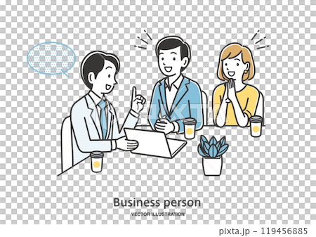 年輕夫婦與男性顧問諮詢 年輕夫婦與男性顧問諮詢 119456885