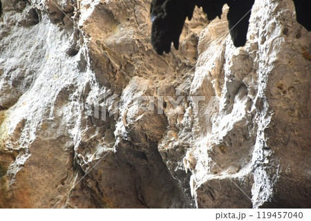 stalagmites and stalactites with sunlight through cave hole in Khao Luang cave travel location on Thailand stalagmites and stalactites with sunlight through cave hole in Khao Luang cave travel location on Thailand 119457040