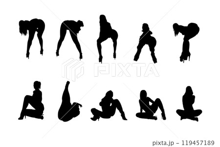 セクシーなポーズの女性のシルエット (セット3) 119457189