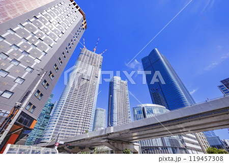 巨大なビルが立ち並ぶ東京の街 巨大なビルが立ち並ぶ東京の街 119457308