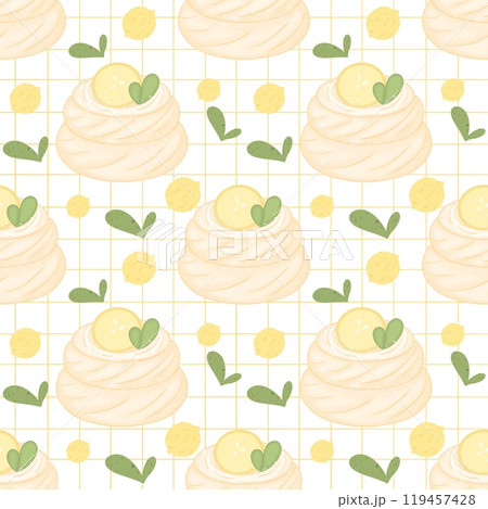 Whipped cream and lemon, seamless pattern...のイラスト素材 [119457428] - PIXTA