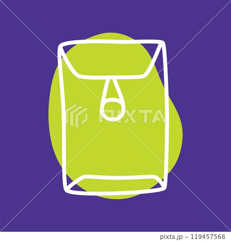 Doodle letter, open end button string envelope hand drawn with thin black line 119457568