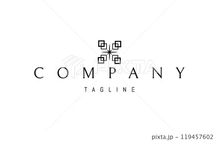 Vector logo with an abstract image of a qr code with a star inside. 119457602
