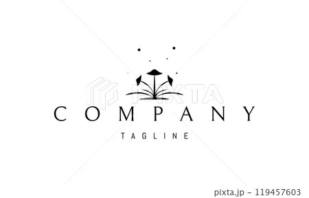Vector logo with an abstract image of three mushrooms on a lawn. 119457603