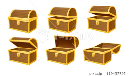 Chest treasure box open and closed Chest treasure box open and closed 119457795