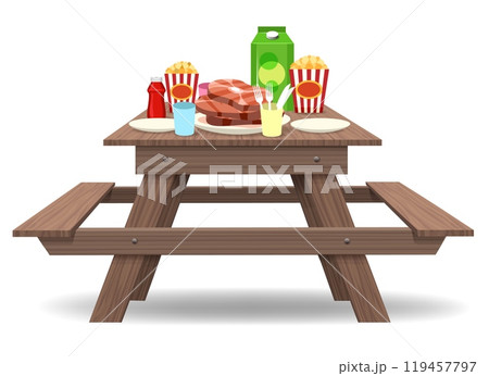 Cartoon picnic table 119457797