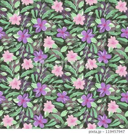 Hand drawn watercolor tulips seamless pattern isolated on dark background. Can be used for textile, fabric, scrapbook and other printed products. 119457947