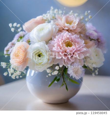 花瓶に入った柔らかい色の花 119458045