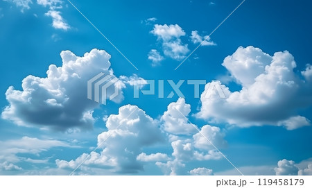 Fluffy White Clouds in a Clear Blue Sky_1 119458179