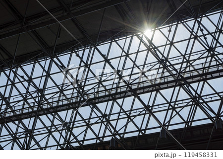 Sunny view of metal frame of the airport 119458331