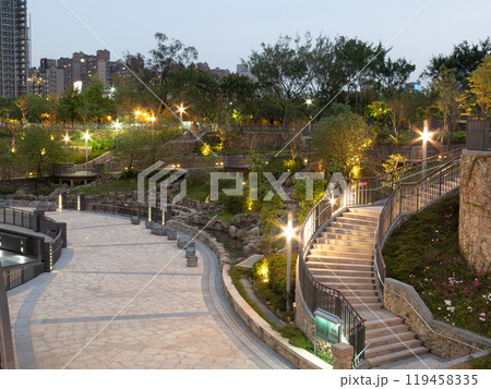 Twilight view of the Daan Park subway station 119458335