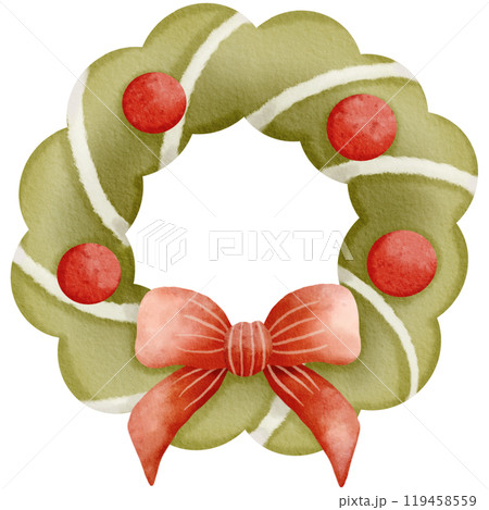Christmas wreath with bow watercolor clipart, cozy Christmas a cute hand drawn, Festive holiday card design. Greeting cards, wallpapers, winter season party decorations Christmas wreath with bow watercolor clipart, cozy Christmas a cute hand drawn, Festive holiday card design. Greeting cards, wallpapers, winter season party decorations 119458559