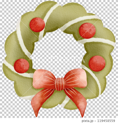 Christmas wreath with bow watercolor clipart, cozy Christmas a cute hand drawn, Festive holiday card design. Greeting cards, wallpapers, winter season party decorations Christmas wreath with bow watercolor clipart, cozy Christmas a cute hand drawn, Festive holiday card design. Greeting cards, wallpapers, winter season party decorations 119458559