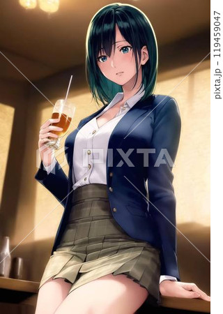 【AIイラスト】仕事終わりにバーでお酒を飲む美女 119459047