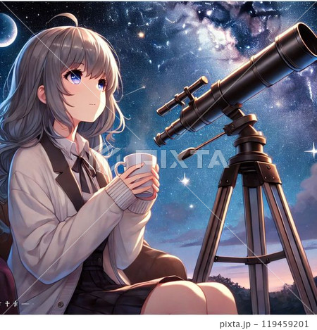 天体観察を楽しむ女の子 119459201