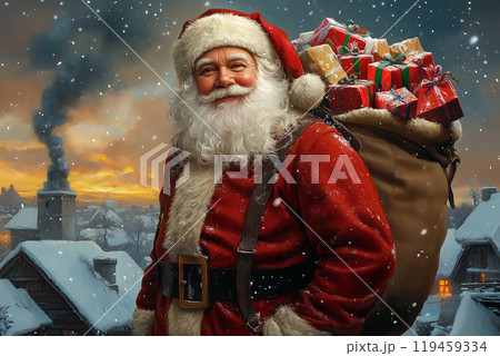 暖かい笑顔のサンタクロース - クリスマスにぴったりのリアルなデジタルアート 119459334