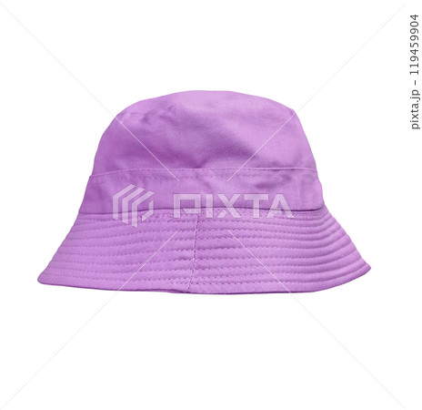 Purple bucket hat isolated on white background. 119459904