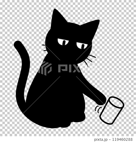 猫がコップを倒そうとしているイラスト 猫がコップを倒そうとしているイラスト 119460288