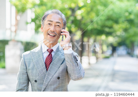 スマホで通話するシニアのビジネスマン 119460444