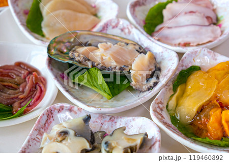 Korean raw seafood. Abalone sashimi Korean raw seafood. Abalone sashimi 119460892