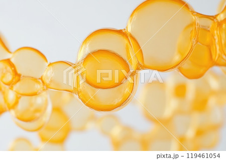 Close-Up of a Glowing Yellow Bubble's Intricate Details 119461054