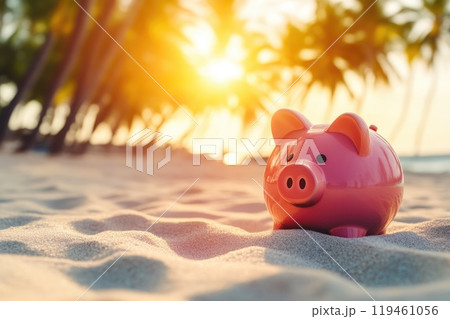 Bright Piggy Bank Sparkling in Sunshine Bright Piggy Bank Sparkling in Sunshine 119461056