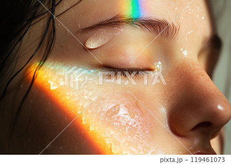 Illuminated Beauty: Close-Up of Cream on Skin 119461073