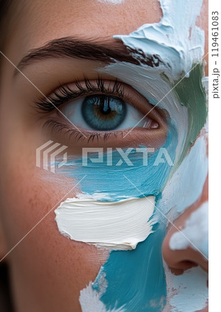Close-Up of a Beautiful Woman's Skincare Routine 119461083