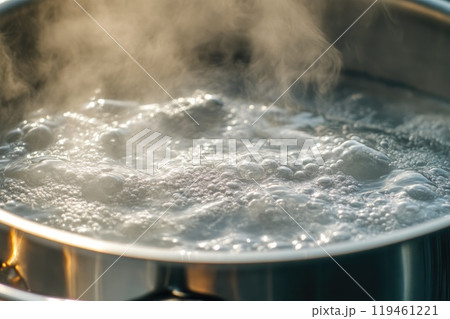 Close-Up of Steam Rising from Boiling Water 119461221