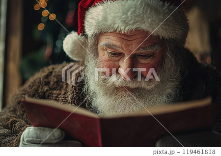 Santa Claus reads a wish list 119461818