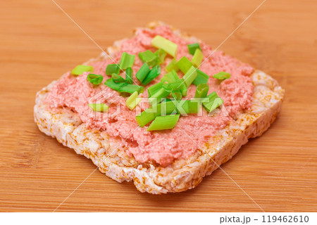 Rice Cake Sandwich with Fish Cream and Green Onions Rice Cake Sandwich with Fish Cream and Green Onions 119462610