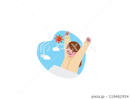 朝気持ちよく起きる女の子 朝気持ちよく起きる女の子 119462954