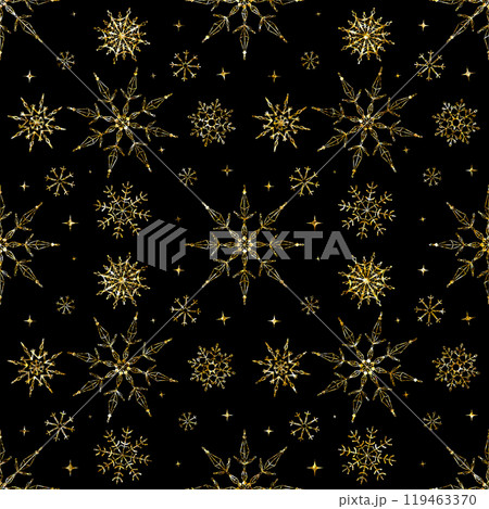 Seamless pattern with large golden snowflakes 119463370